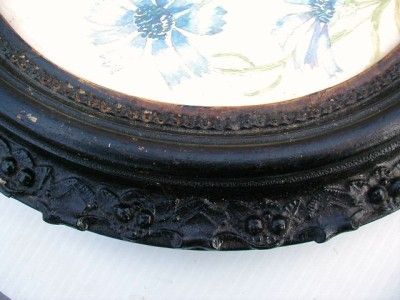 VICTORIAN OVAL FRAME WITH WATER COLOR 1870 80  