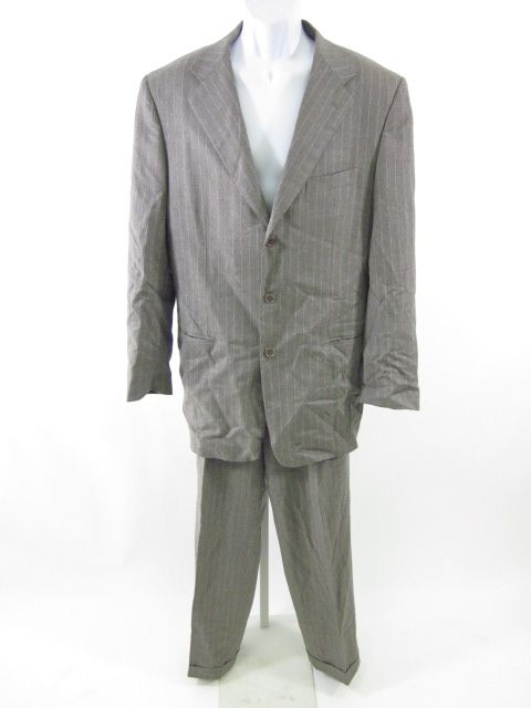 TRUSSINI MENS Gray Wool Pinstripe Blazer Pants Suit 52  