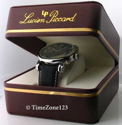 MENS LUCIEN PICCARD 3 EYE CHRONO NEW DATE WATCH 28118BK 085785144347 