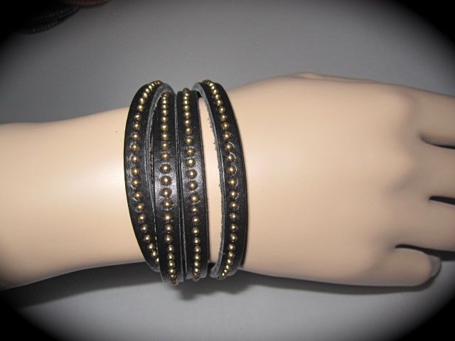 LEATHER STUDDED WRAP CUFF BRACELET ~ Choose COLOR  