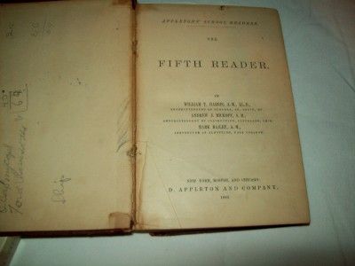 Appletons School Fifth Reader Book Dated 1889  