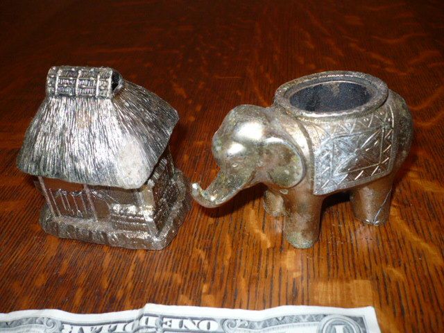 VINTAGE METAL JAPAN INCENSE BURNERS? INKWELL?  