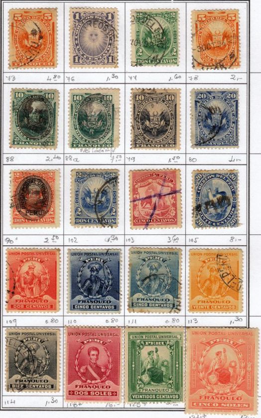 PERU Collection 381 Different Stamps 1886/1990  