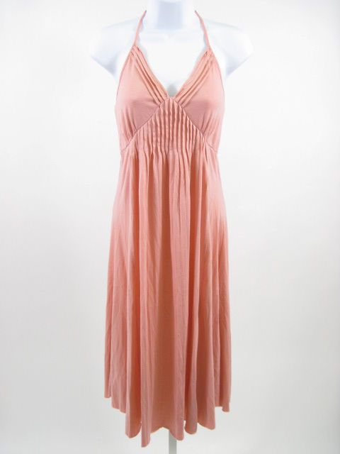 SWEETEES Rose Pink Pleated Cotton Halter Dress Sz M  