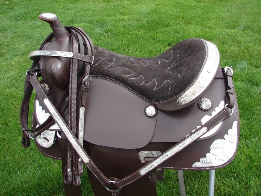   LEATHER Western HORSE SILVER Show Trail pleasure Saddle PKG TACK FREE