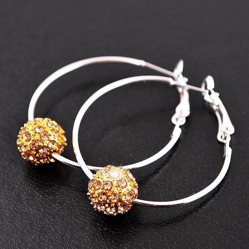 1Pair Charms Cuff Hook Earrings Ringed 43MM 10MM Disco Rhinestone 