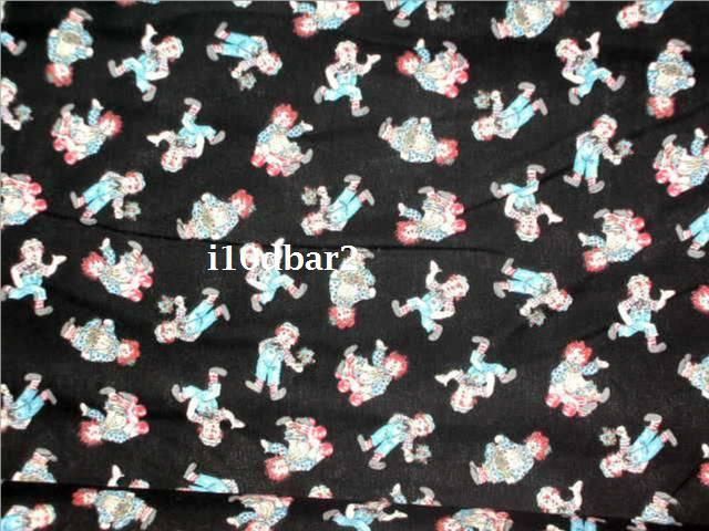 RAGGEDY ANN & ANDY FABRIC COTTON FABRIC black mini toss 2 YDS OOP 