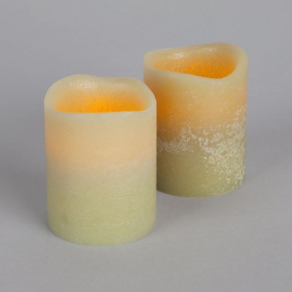 NEW Flameless LED 2 Pk Candles Scented Melted Look Top Edge 2 x 2.5 