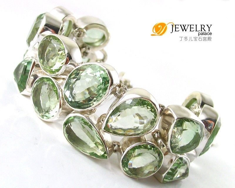 INCREDIBLE 180ct Green Amethyst Bracelet 925. Silver  