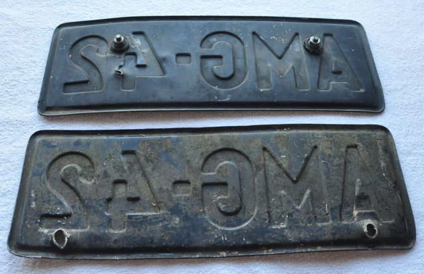 1960s Finland Vintage Car Auto License Plate Pair AMG 42  