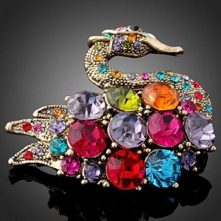 ARINNA Swarovski multi Crystal swan fashion Brooch Pin  