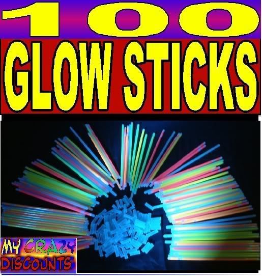 NEW 100 GLOW STICKS multi color neckless party rave A6  