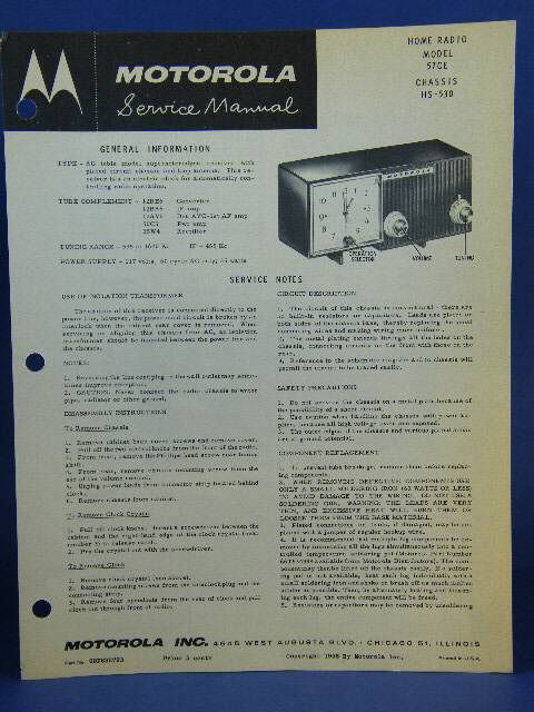Motorola Service Manual Home Clock Radio 57CE  