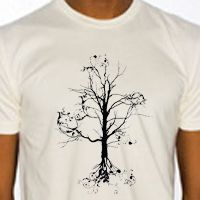American Apparel Organic T Shirt with Swirl Tree Design  