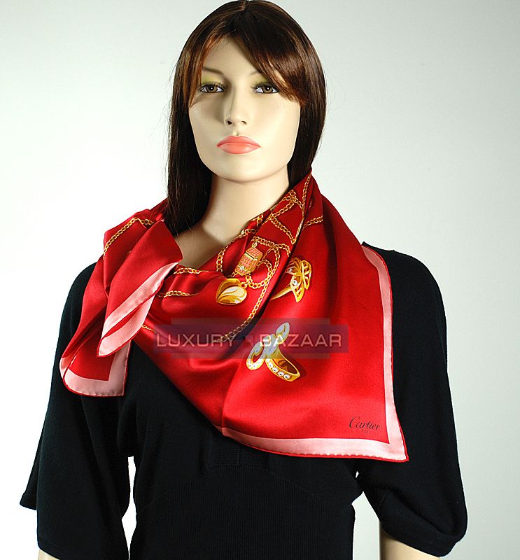 Cartier Jewelry Scarf in Shades of Red and Peach  