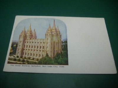 1910 MORMON CATHEDRAL SALT LAKE CITY VIEW Utah Postcard  