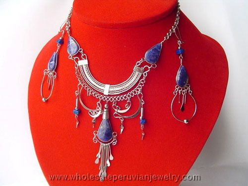 SEMI PRECIOUS STONE & GLASS SETS PERUVIAN JEWELRY ART  