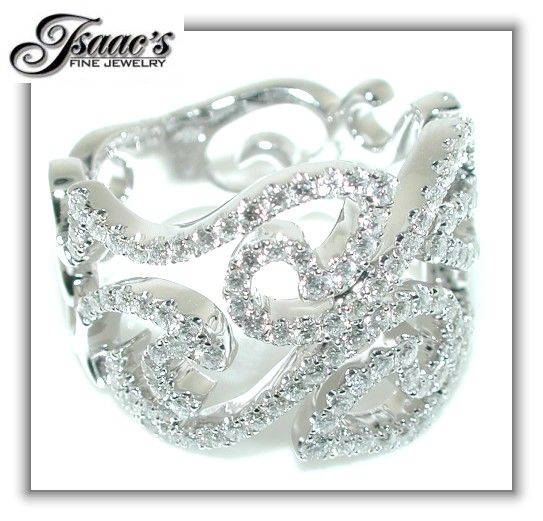 50CT ROUND Diamond Wedding Band OPEN FILIGREE 14KW  