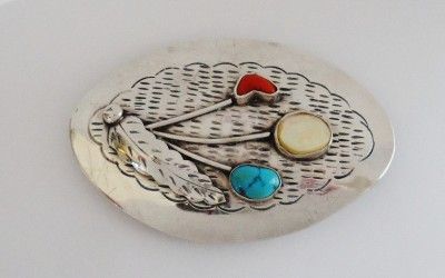 HUGE DAVID F. GARCIA Sterling Silver, Turquoise, MOP & Red Coral 