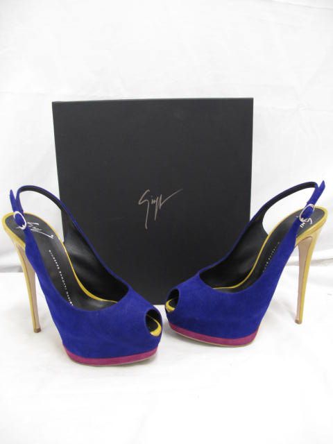 Giuseppe Zanotti Purple/Yellow/Pink Suede Sharon Platform Heels 38.5 