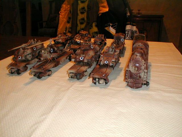 CUSTOM PAINTED O GUAGE SET   DONE AS ISRAELI WAR TRAIN (SPECIAL PRICE 