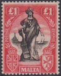 MALTA KGV 1925 £1 Upright Watermark Sc114 SG140 NH  