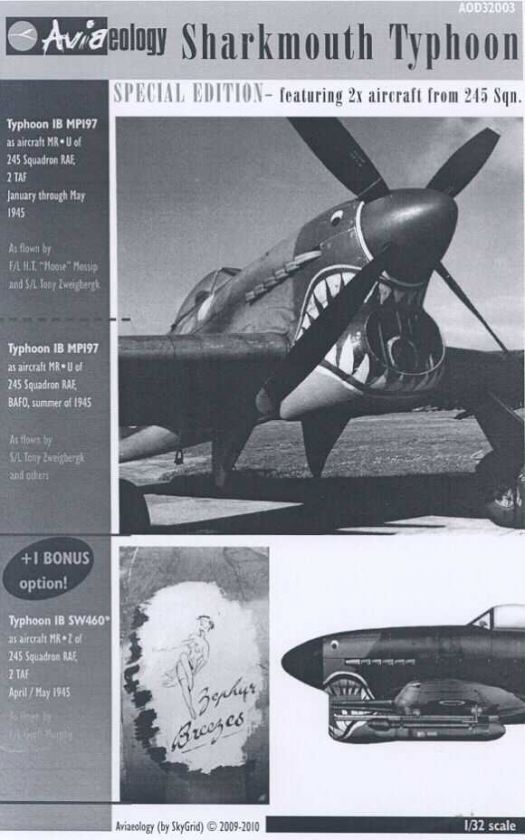 Aviaeology Decals 1/32 SHARKMOUTH HAWKER TYPHOON  