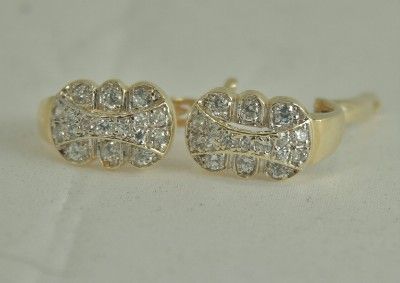 Vintage Antique Diamond Deco Earrings, French back YG  