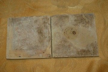 Two Antique Delft Style Tiles. Geometric Design. Hand Made in France 