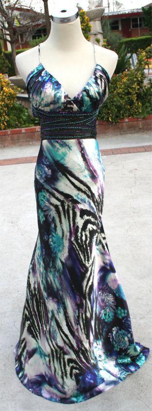 NWT BETSY & ADAM $170 White / Multi Prom Party Gown 10  