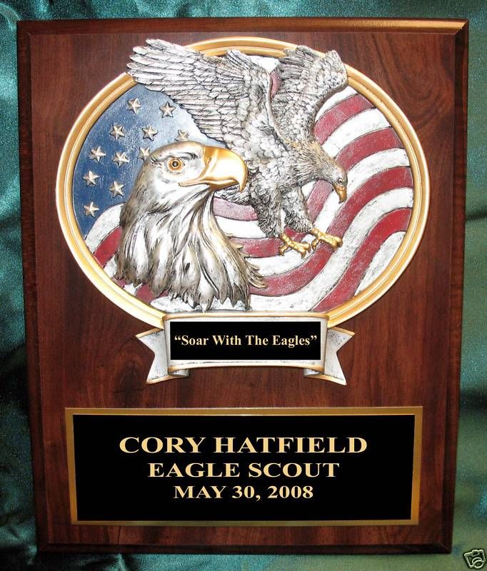 10.50 x 13 Eagle Scout Plaque with Color Eagle Resin  