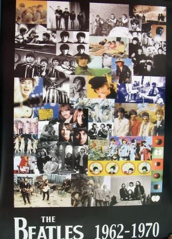 Beatles Collage Lennon Ringo McCartney 1962 1970 Poster Print Rare 