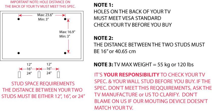 LED LCD Flat Screen TV Wall Mount For LG 32 42 47 55 60  