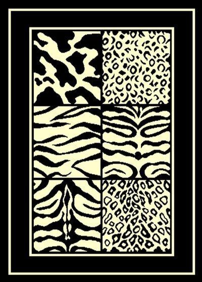 NOVELTY AFRICAN SAFARI ZEBRA COW LEOPARD SKIN DESIGN 5X8 AREA RUG 