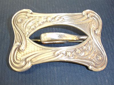 Silverplate Art Nouveau Ladies Belt Buckle  