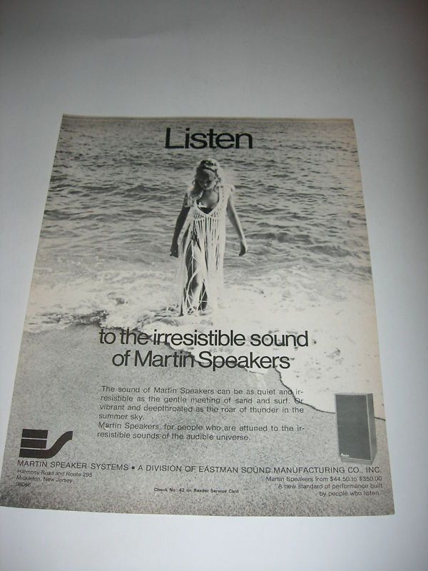 1973 MARTIN SPEAKERS SOUND AUDIO PRINT AD  