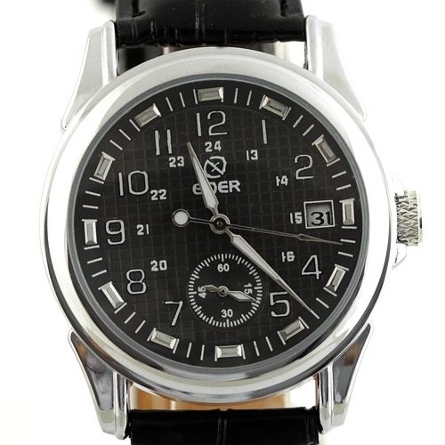 Black Face 4 Hands Calendar Automatic Mechanical Mens Wrist Watch 