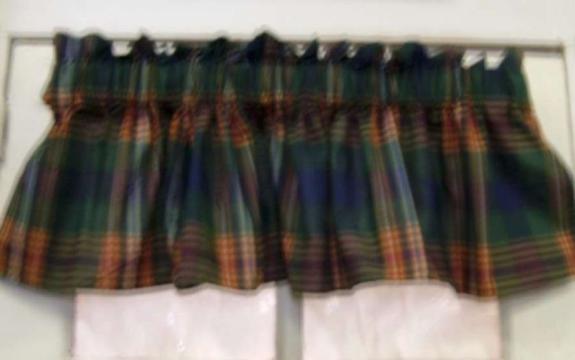 Curtain Valance Blue Green Plaid 72 x 16 9535   