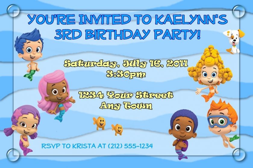 12 Bubble Guppies Custom Birthday Invitations&Envelopes  