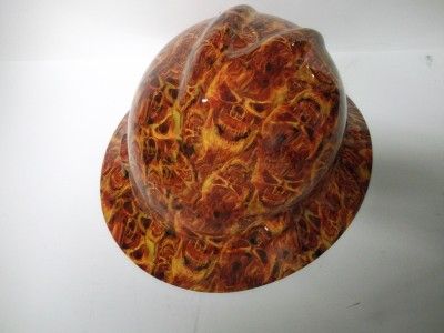 NEW Custom MSA V GUARD Full Brim Hard Hat Inferno pattern  