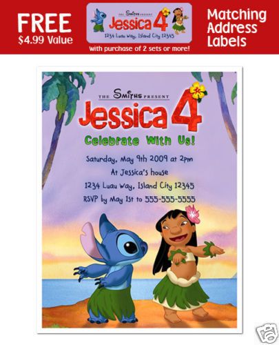 LILO AND STITCH Birthday Party Invitations  