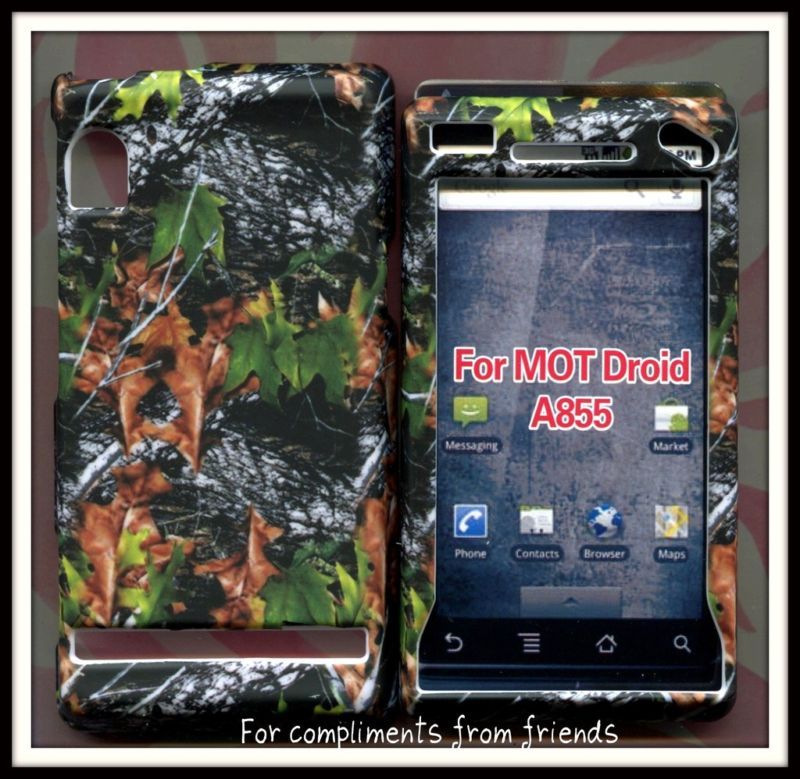 Motorola Droid A855 Verizon phone cover case Camo leafs  