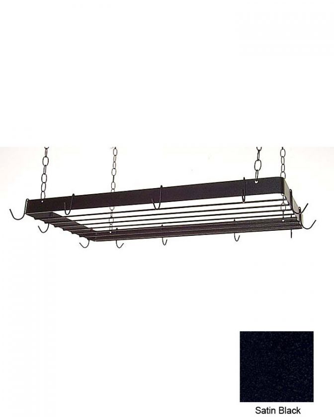 36 Butchers Hanging Pot Rack Grid 12 Hook Satin Black  