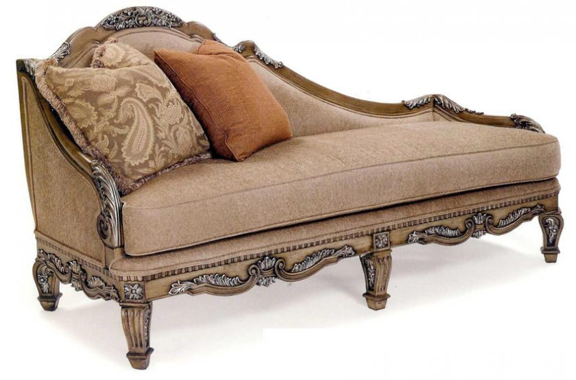 Antiqued Walnut Classical Italian Chaise Lounge  