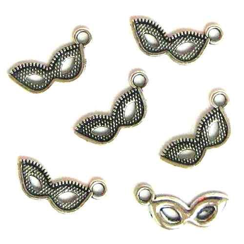 Silver Plated Masquerade Mask Charms Masks Mardi Gras  