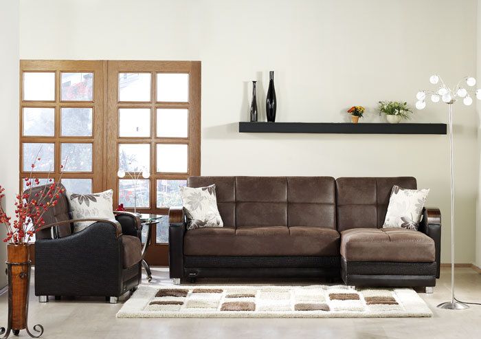 LUNA ChoColaTe sectional SOFA storage convertible  