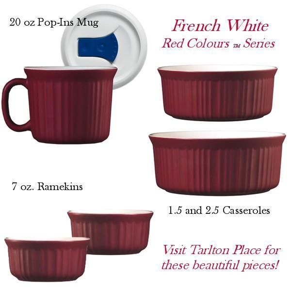 pc CORNINGWARE FRENCH WHITE RED COLOURS CASSEROLE SET  