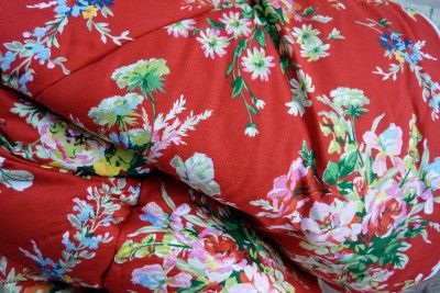   200 RALPH LAUREN BELLE HARBOR RED FLORAL TWIN COMFORTER 100% COTTON