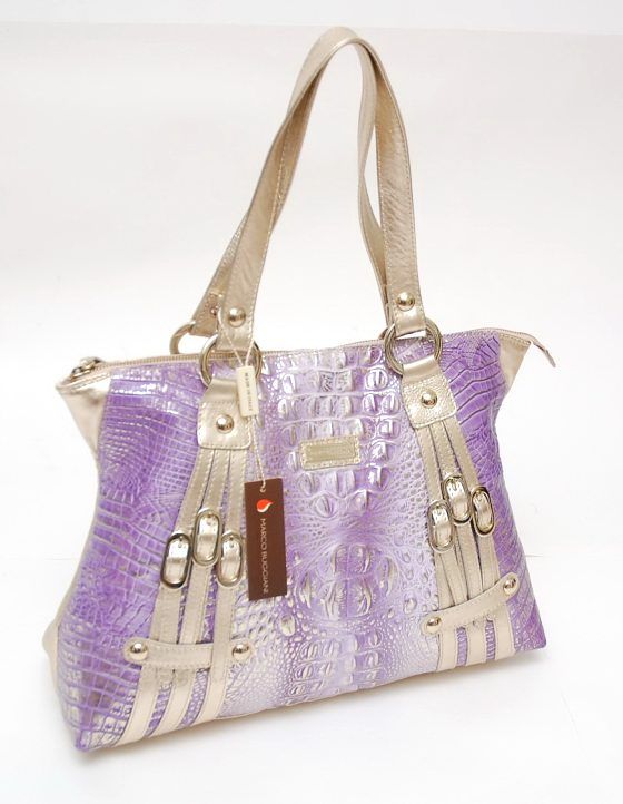 NWT MARCO BUGGIANI ~CROCO LARGE TOTE SATCHEL BAG ~LILAC  