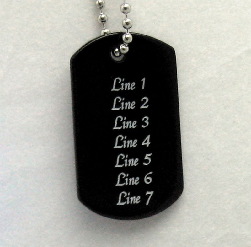 PERSONALIZED Dog Tag Necklace   BLACK ONYX STONE  